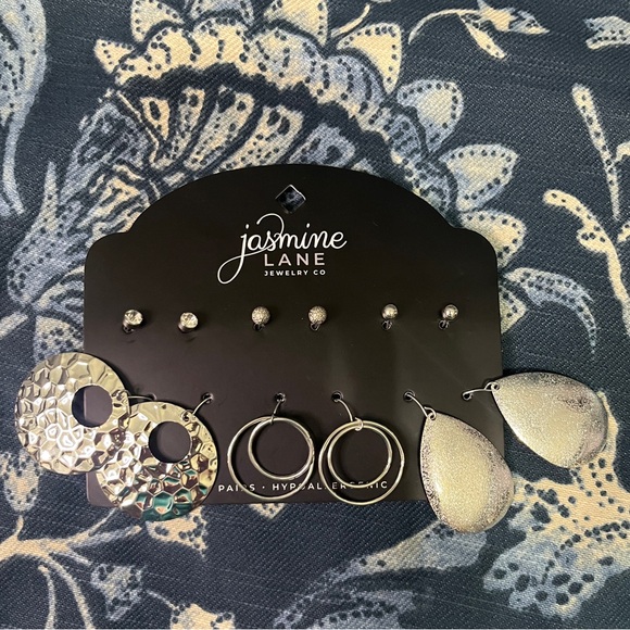 Jasmine Lane Silver Earring Set of 6 Pairs - Picture 2 of 3